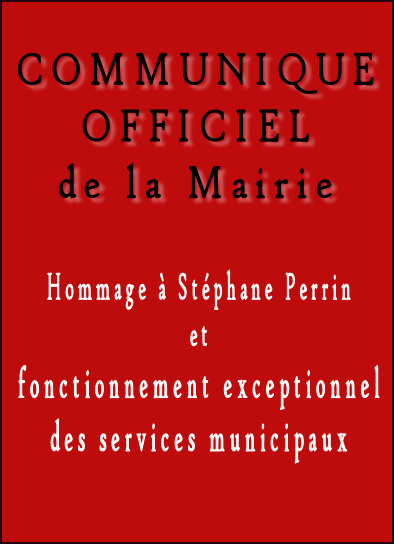 Communiqué officiel, hommage à Stéphane Perrin le 11 septembre à partir de 15 h